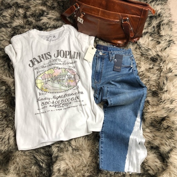 RACHEL Roy hi rise cropped raw hem sequin detail jeans - Picture 7 of 13